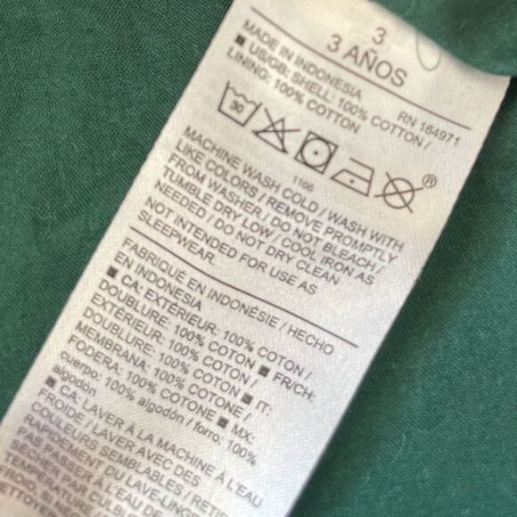 ~ Janie and Jack 3yr Hunter Green Blouse Lined Cotton Ruffle Pleats Short Sleeve - Picture 8 of 8